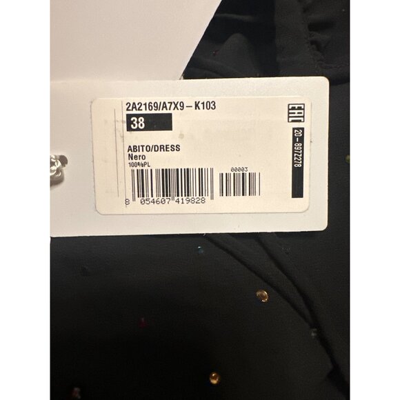 Black Shimmering Patrizia Pepe Italian Designer Dress Multicolor Metallic Dots - Picture 6 of 8